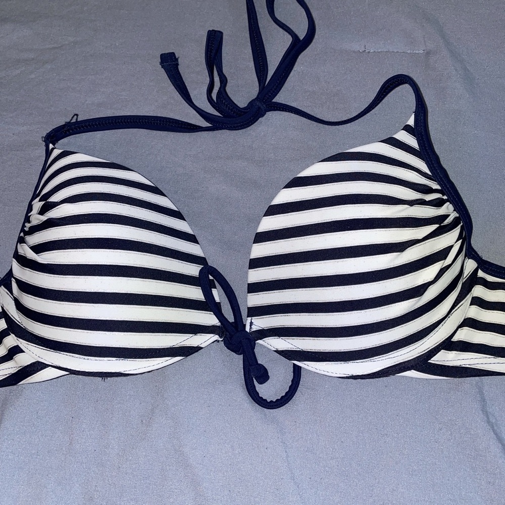 Aerie navy blue/white bikini push-up top
